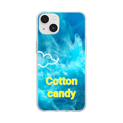 青いわたあめ Soft Clear Smartphone Case