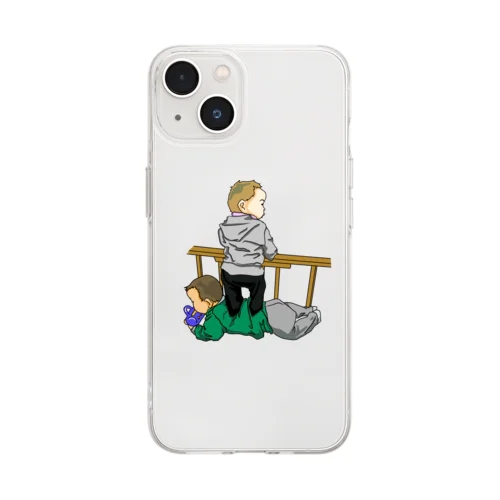 双子イラスト Soft Clear Smartphone Case