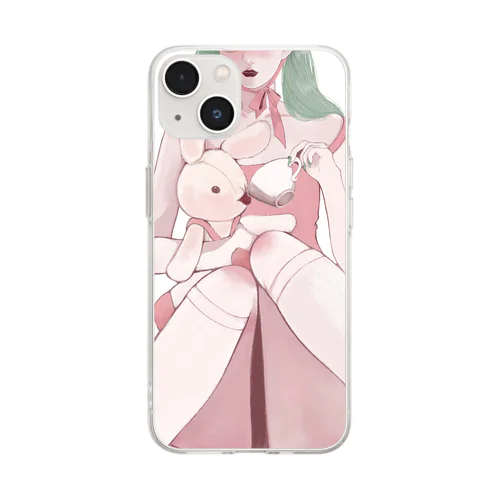 お茶会 Soft Clear Smartphone Case