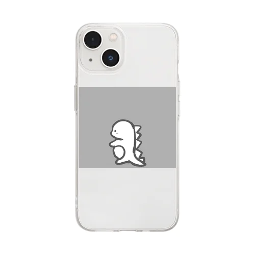 ゆるかわ恐竜 グレー Soft Clear Smartphone Case