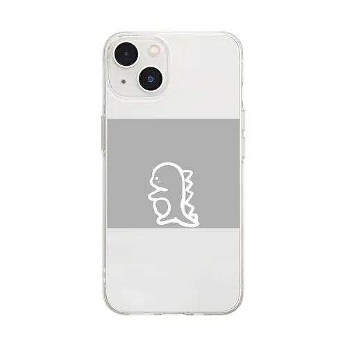 ゆるイラスト恐竜 グレー② Soft Clear Smartphone Case