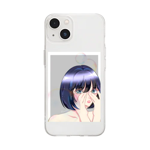 しゃぼんだまの女の子🫧🤍 Soft Clear Smartphone Case