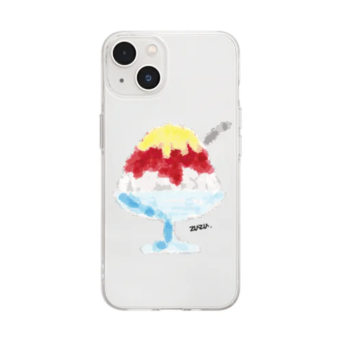 いちご練乳かき氷 Soft Clear Smartphone Case