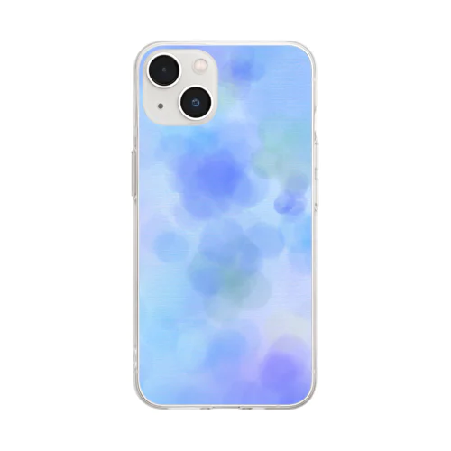 水彩ブルー Soft Clear Smartphone Case