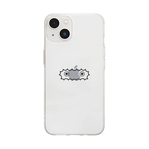 モノクロドアップもこもこイエティ Soft Clear Smartphone Case