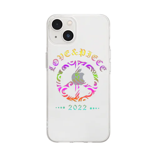 Love＆peaceシリーズRainbowcolorバージョン Soft Clear Smartphone Case