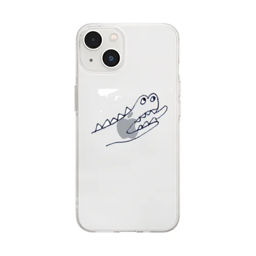 水辺の獰猛なハンター・ワニ Soft Clear Smartphone Case