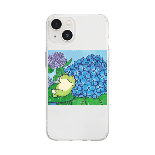 けろんと紫陽花 Soft Clear Smartphone Case