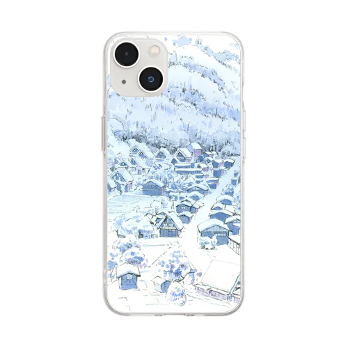 白川郷　冬 Soft Clear Smartphone Case