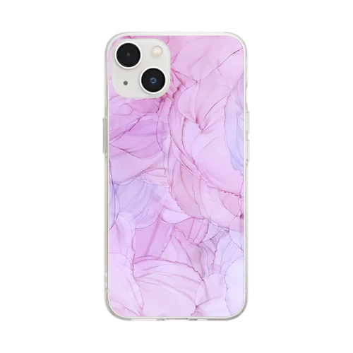 PINKアルコールインクアート Soft Clear Smartphone Case