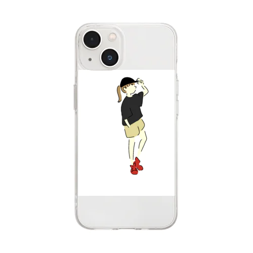 ショートパンツ女子 Soft Clear Smartphone Case