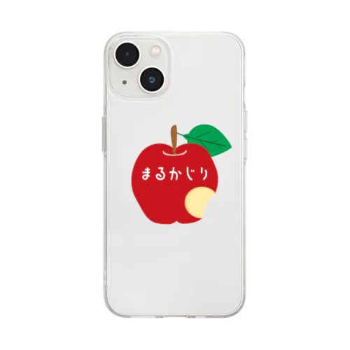 ワンポイント りんごまるかじり Soft Clear Smartphone Case