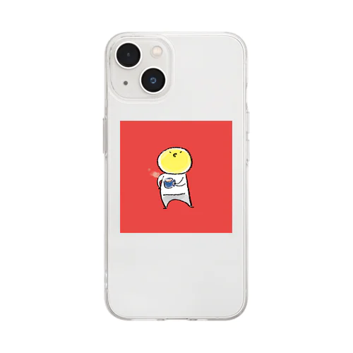 ミルクティーひよさん／はっきりカラー／背景レッド Soft Clear Smartphone Case