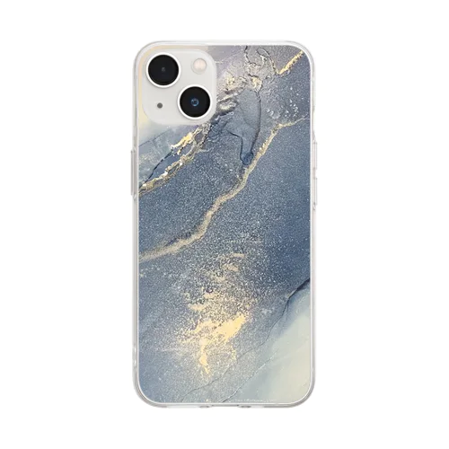 深海-アルコールインクアート Soft Clear Smartphone Case