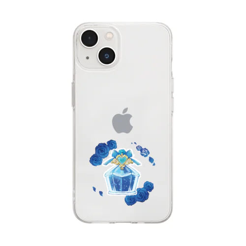 青薔薇の小瓶 Soft Clear Smartphone Case