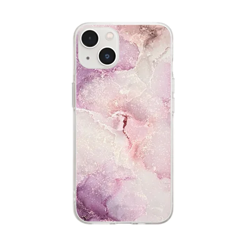 インクアート ピンク系 Soft Clear Smartphone Case