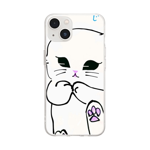 もじもじネコ Soft Clear Smartphone Case