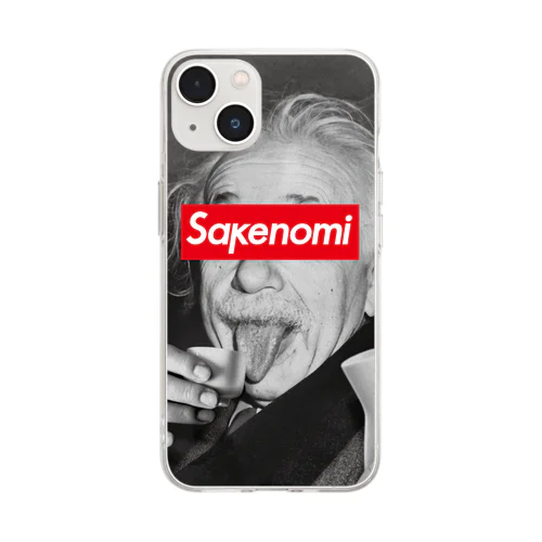 アインシュタインとsakenomi Soft Clear Smartphone Case