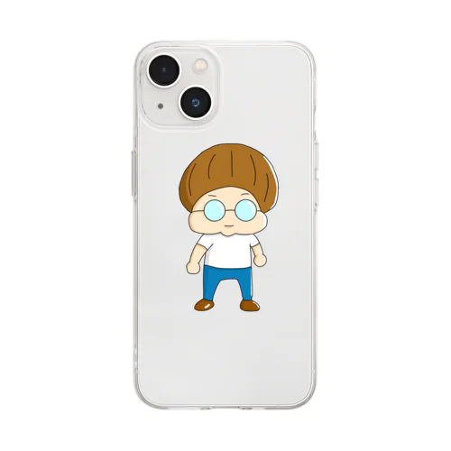 マッシュメガネくん Soft Clear Smartphone Case