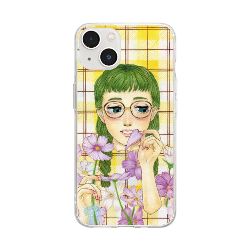 乙女心と秋の花 Soft Clear Smartphone Case