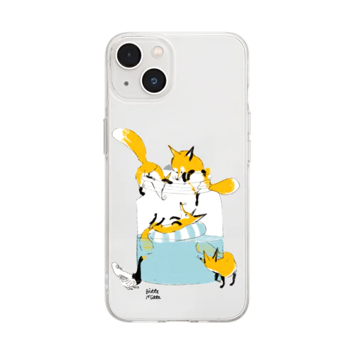 キツネとボトル　iPhoneケース　 Soft Clear Smartphone Case