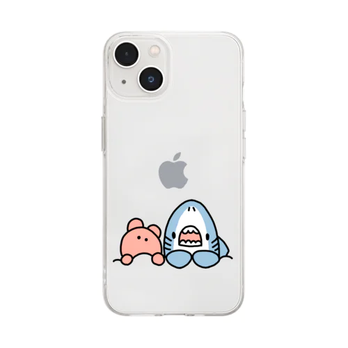 みつめるサメとメンダコ Soft Clear Smartphone Case