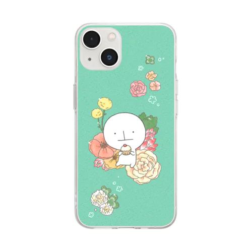 お花とすいちょくん Soft Clear Smartphone Case