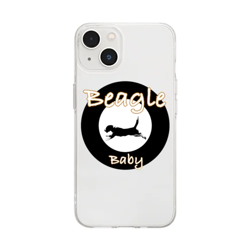 Beagle Babyロゴ1（透過） Soft Clear Smartphone Case