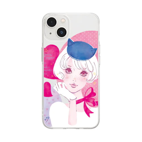 ねこ耳お帽子 Soft Clear Smartphone Case