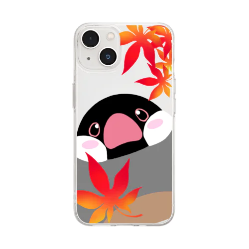 もっちり文鳥のもみじ狩り Soft Clear Smartphone Case