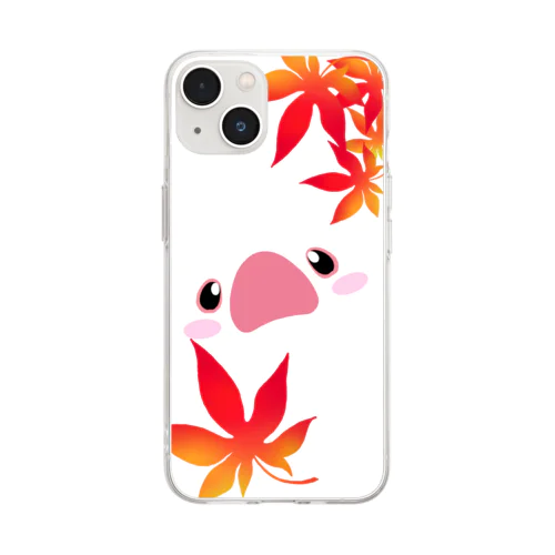 もっちり文鳥さんの紅葉狩り Soft Clear Smartphone Case