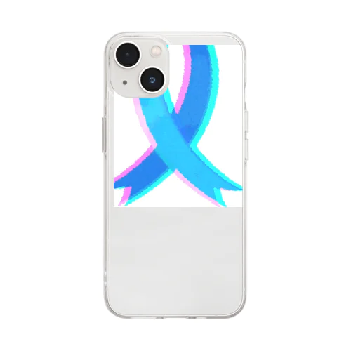 ブルー🎗 Soft Clear Smartphone Case