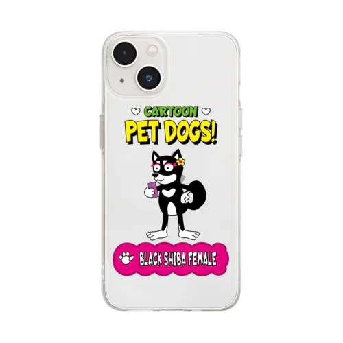 【111F】C･PETDOGS『Black Shiba Female』ソフトクリアスマホケース Soft Clear Smartphone Case