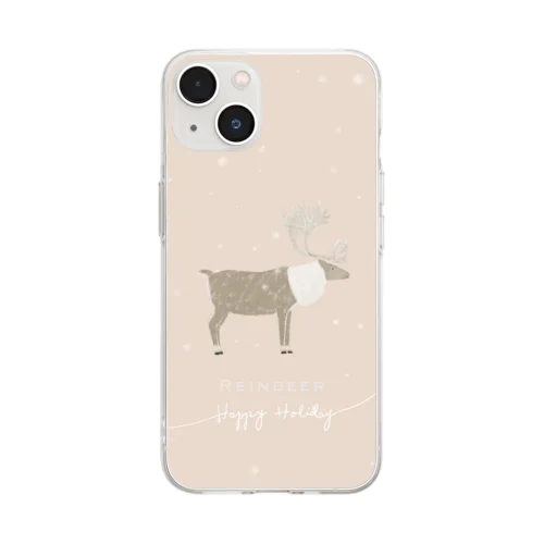 トナカイさんのhappy holiday!(オレンジベージュ) Soft Clear Smartphone Case