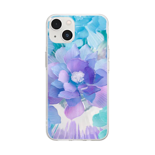 紫の花 Soft Clear Smartphone Case