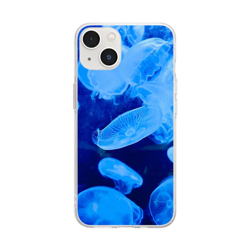 《水中遊びPictures》Jellyfish blue Soft Clear Smartphone Case