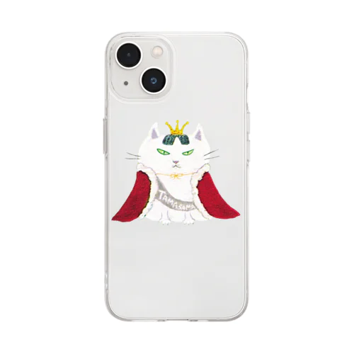 女王猫タマ様（シンプル） Soft Clear Smartphone Case