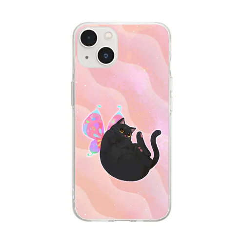 黒猫の妖精 Soft Clear Smartphone Case