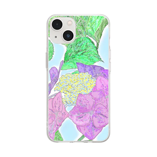 紫陽花（あじさい） Soft Clear Smartphone Case