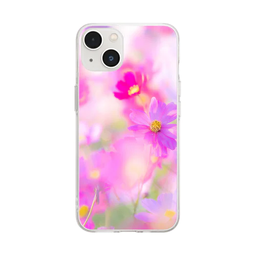 ピンクノコスモス Soft Clear Smartphone Case