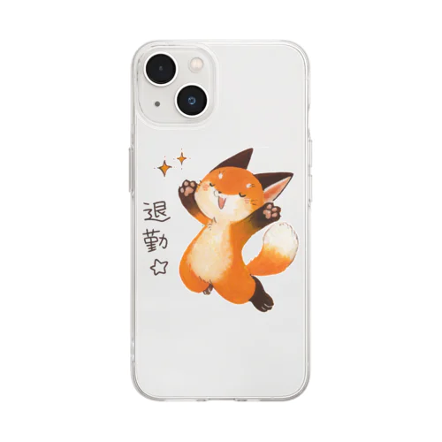happy退勤☆きつねシリーズ Soft Clear Smartphone Case