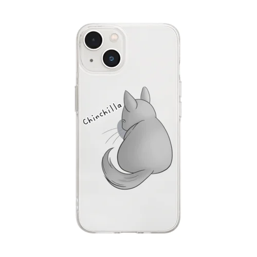 後ろ向きチンチラ Soft Clear Smartphone Case