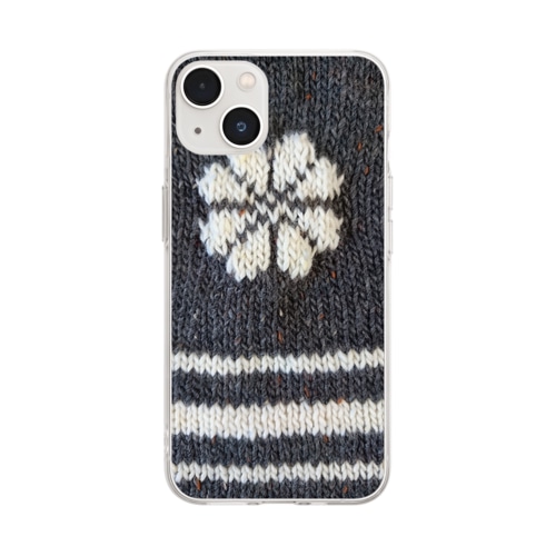 白い花 Soft Clear Smartphone Case