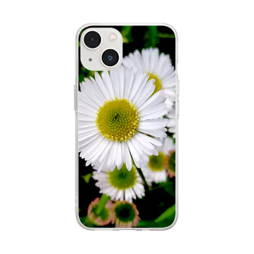 野の花　白花2 Soft Clear Smartphone Case