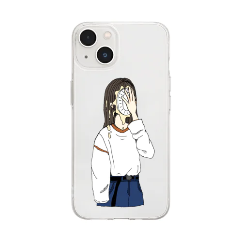 セルフ顔面パイ Soft Clear Smartphone Case