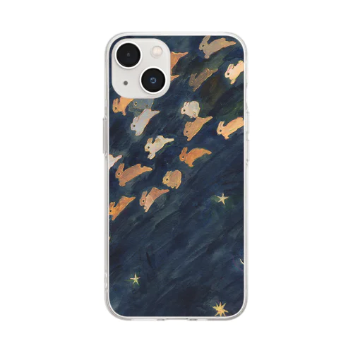 月と金星と流れ星 Soft Clear Smartphone Case