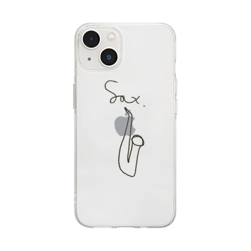 下手エモいサックスグッズ Soft Clear Smartphone Case