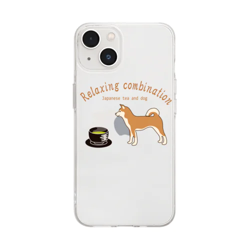 日本の犬とお茶  Soft Clear Smartphone Case