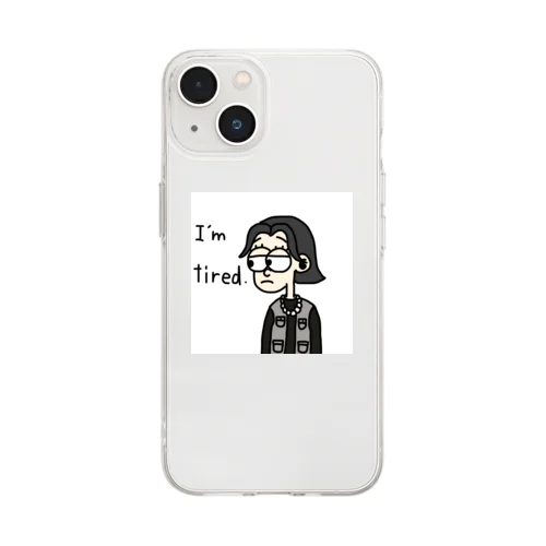 私は疲れました Soft Clear Smartphone Case
