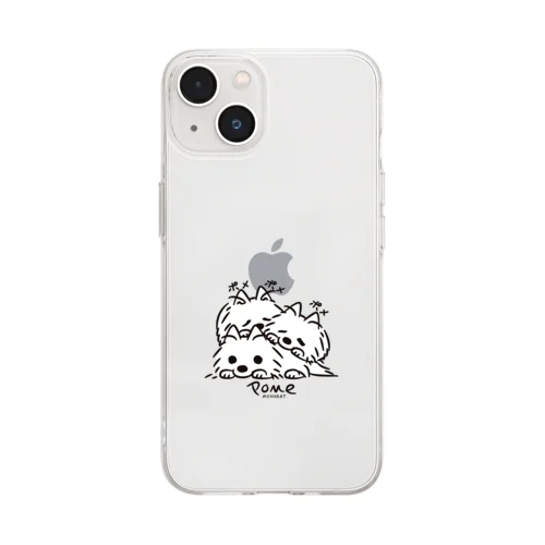  ポメラニアンとポメラニアンとポメラニアン M Soft Clear Smartphone Case